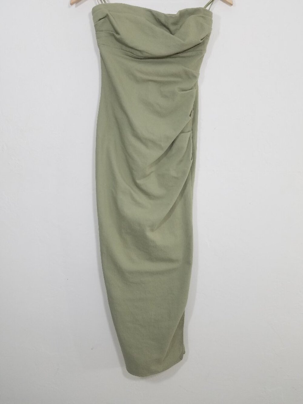 Zara Strapless Cotton Blend Dress Green Size XS